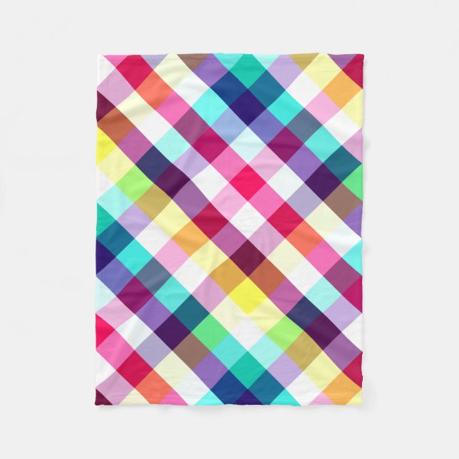 Funky Rainbow Plaid Pattern Small Fleece Blanket (Front)