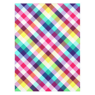 Funky Rainbow Plaid Pattern Small Tablecloth