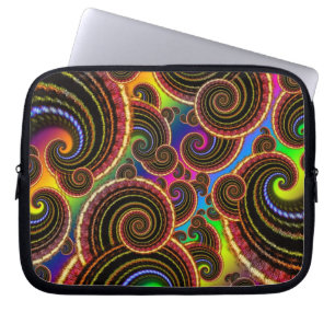 Funky Rainbow Swirl Fractal Art Pattern Laptop Sleeve