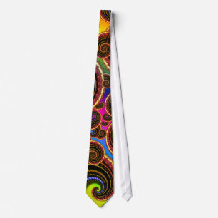 Funky Rainbow Swirl Fractal Art Pattern Tie