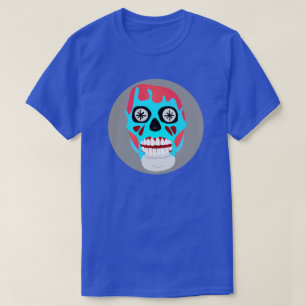 FUNKY RED AND BLUE ZOMBIE SKULL T-Shirt
