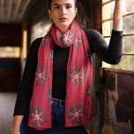 Funky Red and Green Poinsettia Chiffon Scarf<br><div class="desc">A collection of beautiful scarves with Funky Poinsettias in various colours with a matching background.  Very elegant as a gift or for yourself.</div>