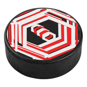 Funky Red Black White Geometric 4Bob Puck