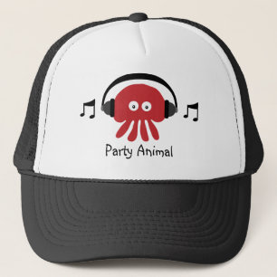 Funky Red DJ Jellyfish Party Animal Customizable Trucker Hat