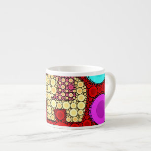 Funky Red Elephant Concentric Circles Mosaic Espresso Cup