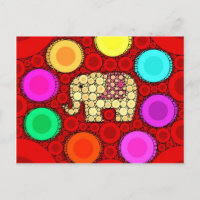 Funky Red Elephant Concentric Circles Mosaic