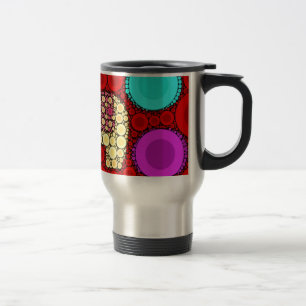 Funky Red Elephant Concentric Circles Mosaic Travel Mug
