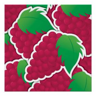 Funky red grapes poster
