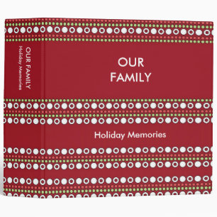 Funky Red Green White Dots Holiday Binder