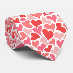 Funky Red Hearts Pattern Valentines Day Themed Tie