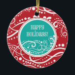 Funky Red & Teal Swirl Christmas Ornaments<br><div class="desc">This fun and funky ornament can be totally personalized by you to make a wonderful holiday gift for anyone on your shopping list! ©Lindsay's Stamp Stuff</div>