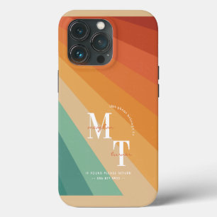 Funky Retro 1970s Groovy Stripes   Monogram  iPhone 13 Pro Case