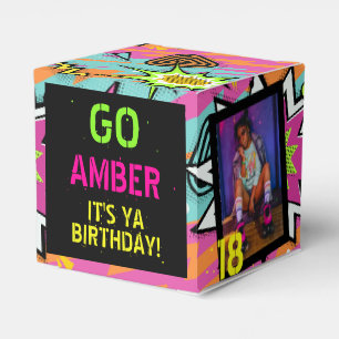 Funky Retro 80's/90's Neon Birthday Party Photo Favor Box