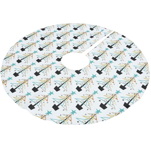 Funky Retro Abstract Christmas Tree Mid Century Brushed Polyester Tree Skirt (Angled)