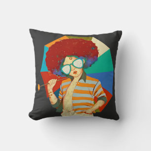 Funky Retro Afro Painting Art T-shirts  Throw Pillow