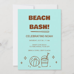 Funky Retro Beach Bash Birthday Invitation