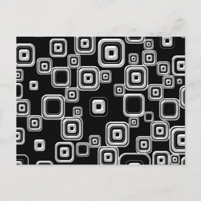 Funky Retro Black and White Pattern Postcard (Front)