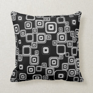 Funky Retro Black and White Pattern Throw Pillow