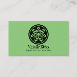 Funky Retro Bloom Business Card, Kelly Green Card
