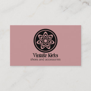 Funky Retro Bloom Business Card, Mauve Card