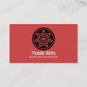 Funky Retro Bloom Business Card, Red Business Card
