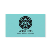 Funky Retro Bloom Business Card, Turquoise