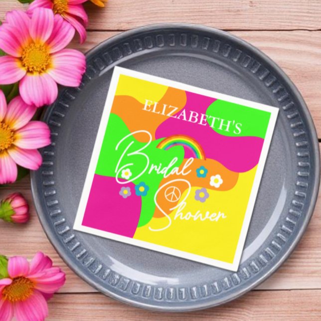 Funky Retro Bridal Shower Napkin (Creator Uploaded)
