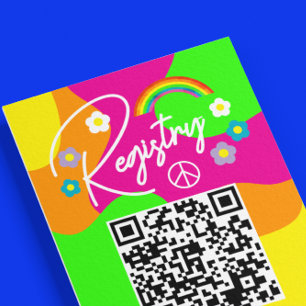 Funky Retro Bridal Shower Registry Enclosure Card