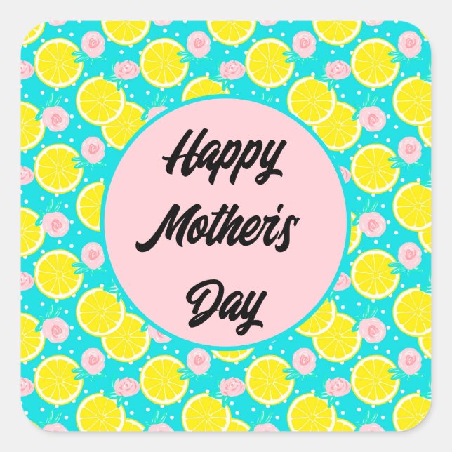 Funky retro bright citrus fruit Mother's Day Square Sticker (Front)