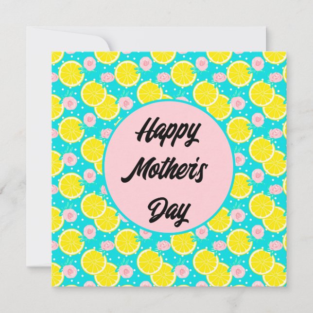 Funky retro bright lemon Mother's Day Invitation (Front)