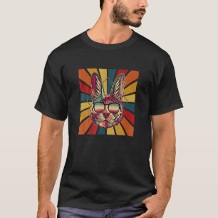Funky Retro Caracal Cat With Sunglasses Colourful  T-Shirt