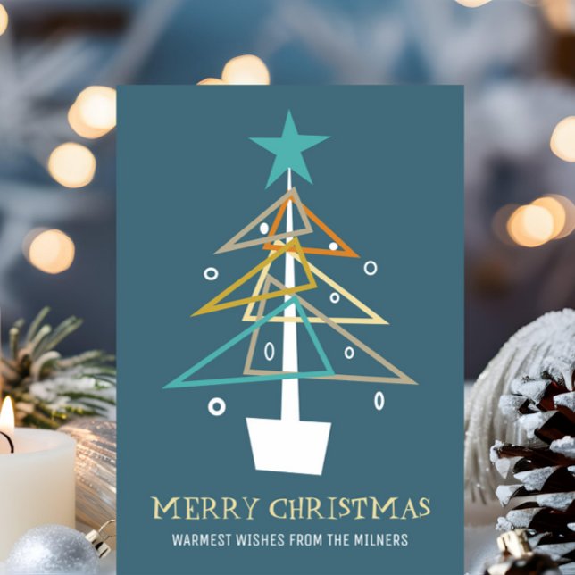 Funky Retro Christmas Tree Mid Century Modern Holiday Card (Creator Uploaded)