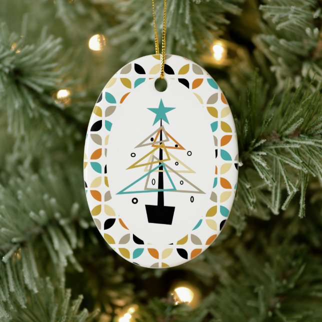 Funky Retro Christmas Tree Mid-century Throwback Ceramic Ornament (Tree)