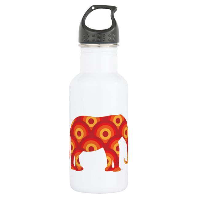 Funky Retro Circles Elephant 532 Ml Water Bottle (Front)