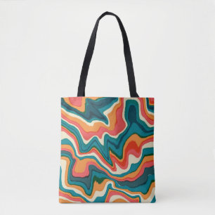 Funky Retro Colourful Artsy Marble Swirl Ebru Tote Bag