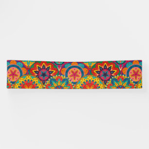 Funky Retro Colourful Mandala Pattern Banner