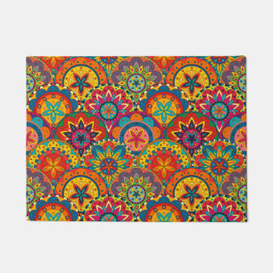 Funky Retro Colourful Mandala Pattern Doormat