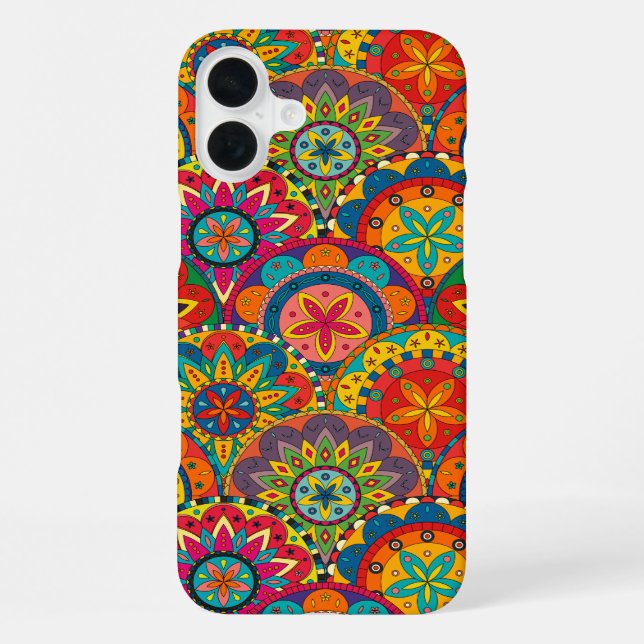 Funky Retro Colourful Mandala Pattern iPhone Case (Back)