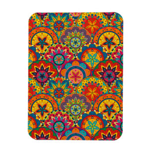 Funky Retro Colourful Mandala Pattern Magnet