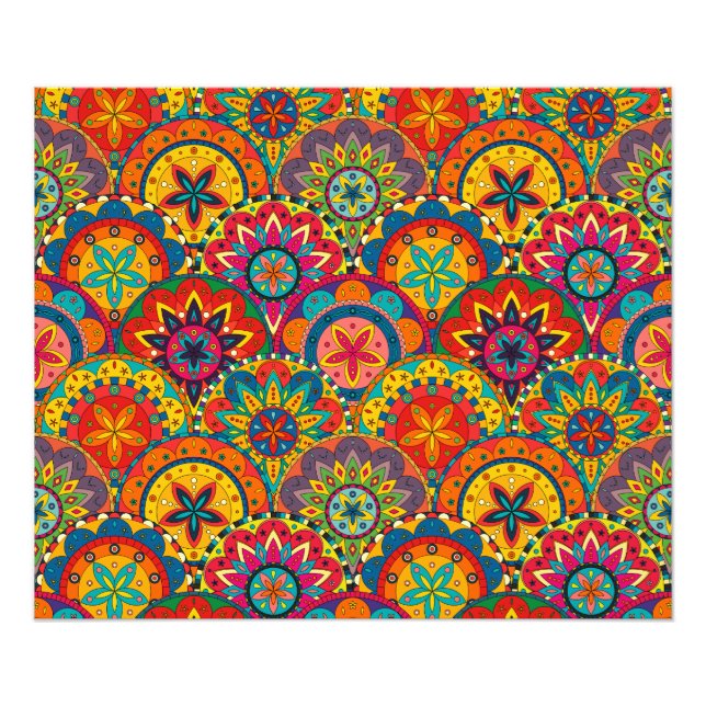 Funky Retro Colourful Mandala Pattern Photo Print (Front)