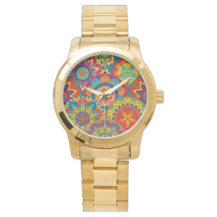 Funky Retro Colourful Mandala Pattern Watch