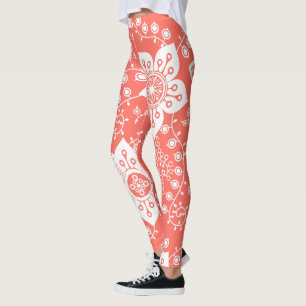 Funky Retro Cool Modern Flowers Art Pattern Leggings