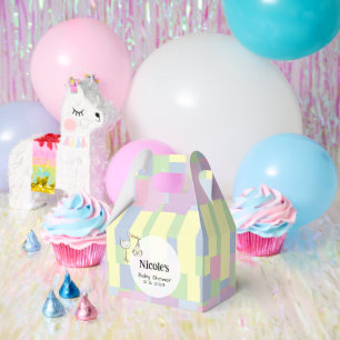 Funky Retro Cubism Stork Delivery Baby Shower Favor Box