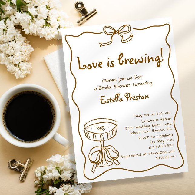Funky Retro Love is Brewing Martini Bridal Shower Invitation (Creator Uploaded)