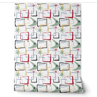 Funky Retro Mid Century Abstract Squares Boomerang