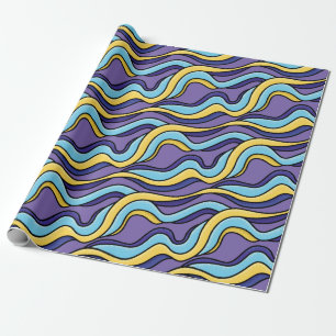 Funky Retro Modern Pattern - Colourful Waves Wrapping Paper