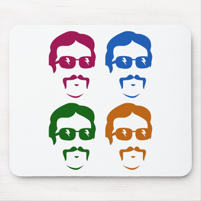 Funky Retro Moustache Man Mouse Pad (Front)