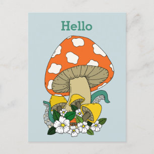 Funky Retro Mushroom Postcard