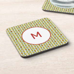 Funky Retro Olive Bead Custom Colours Pattern Coaster