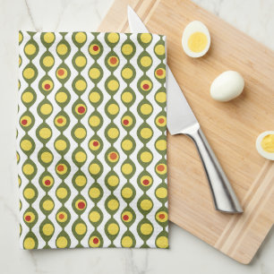 Funky Retro Olive Bead Custom Colours Pattern Kitchen Towel